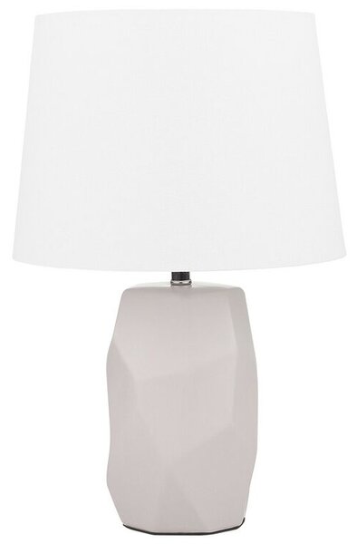 Lampada da comodino con base in ceramica rosa paralume color bianco stile moderno contemporaneo Beliani