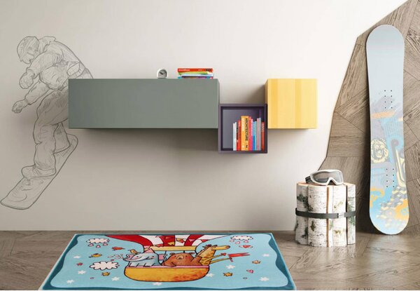 Tappeto bambino con mongolfiera cm 100x150 CANDY 4022 boy