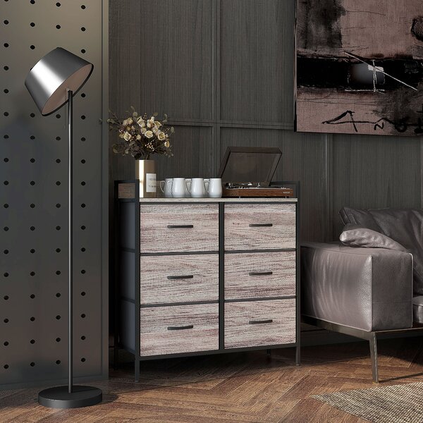 HOMCOM Cassettiera con 6 Cassetti Pieghevoli di Tessuto con Struttura in Acciaio Stile Industriale 79x29x85 cm Grigio | Aosom Italy