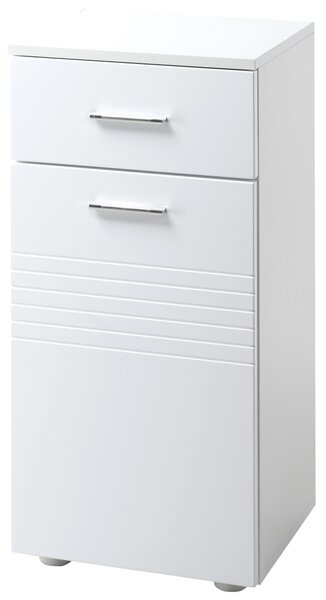 Kleankin Mobile salvaspazio da Bagno con Cassetto e Armadietto 1 Anta, Mobiletto Multiuso in Legno da Terra, 35x30x77.5cm, Bianco | Aosom Italy