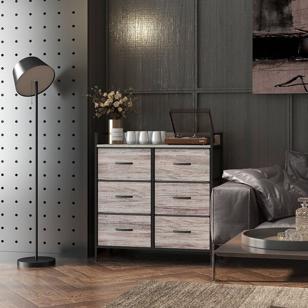 HOMCOM Cassettiera con 6 Cassetti Pieghevoli di Tessuto con Struttura in Acciaio Stile Industriale 79x29x85 cm Grigio | Aosom Italy