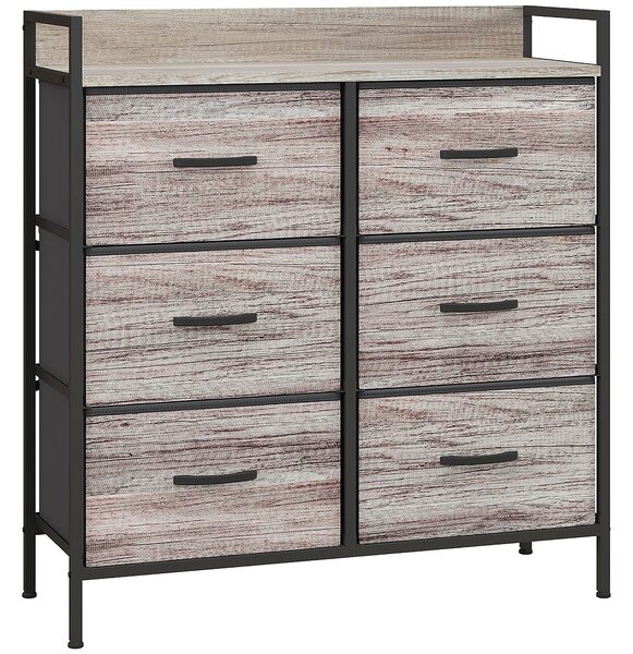 HOMCOM Cassettiera con 6 Cassetti Pieghevoli di Tessuto con Struttura in Acciaio Stile Industriale 79x29x85 cm Grigio | Aosom Italy