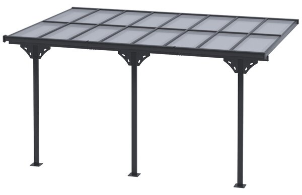 Outsunny Pergola a parete da Giardino, Telaio in alluminio e Installazione Regolabile, 4.4x3m, Grigio | Aosom Italy