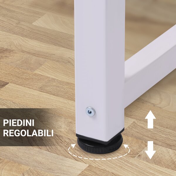 HOMCOM Scrivania per Computer Grande Superficie Gambe Regolabili, Tavolo da Pranzo 120x60x76cm finitura in Rovere Millennium, Telaio Bianco|Aosom