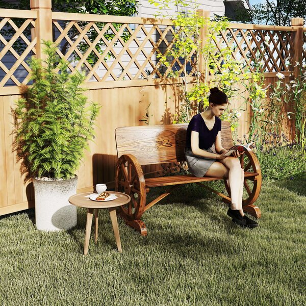 Outsunny Panca da Giardino 2 Posti con Schienale Alto, in Legno di Abete, 114x58x80 cm, Marrone|Aosom