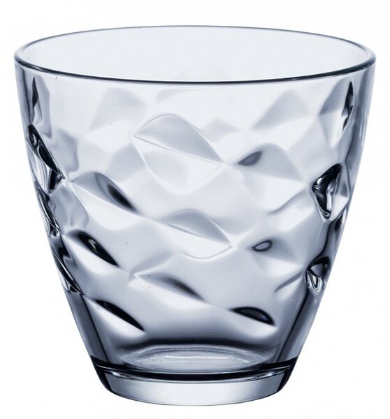 Bicchiere acqua in vetro colorato azzurro, colore in pasta direttamente fuso nella massa di vetro, massima brillantezza e sicurezza di igienicità, lavabile in lavastoviglia
