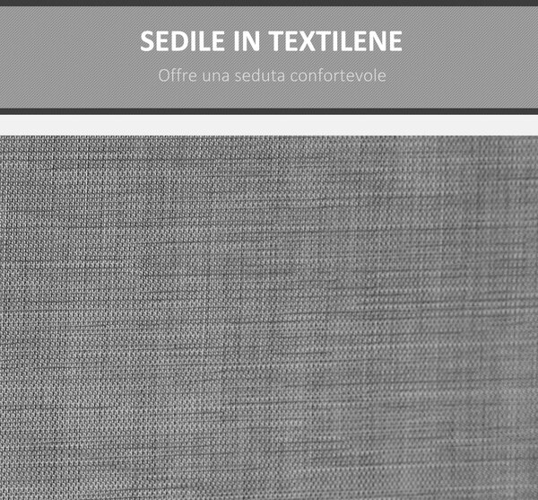 Outsunny Dondolo da Giardino Robusto 3 Posti con Tettuccio Regolabile e Tasche, Dondolo da Esterno in Texteline e Metallo, Grigio Scuro | Aosom Italy