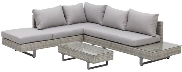 Outsunny Salotto da Giardino, Set Divani da Esterno con Tavolino da Giardino, Mobili da Giardino in Rattan Grigio|Aosom
