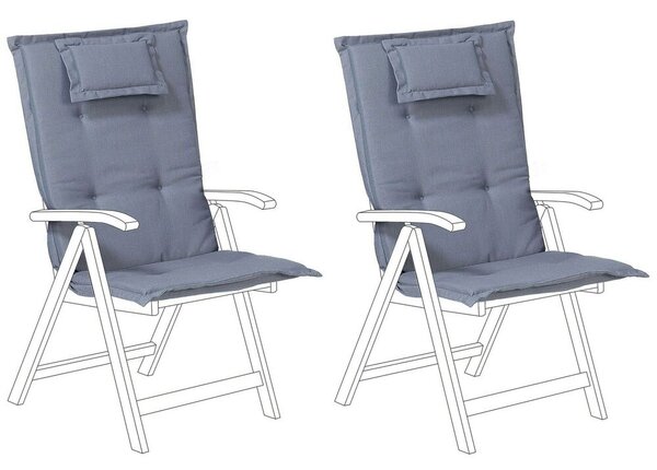 Set di 2 cuscini per sedie da giardino Cuscino per schienale in poliestere blu Design moderno Cuscino per esterni Beliani