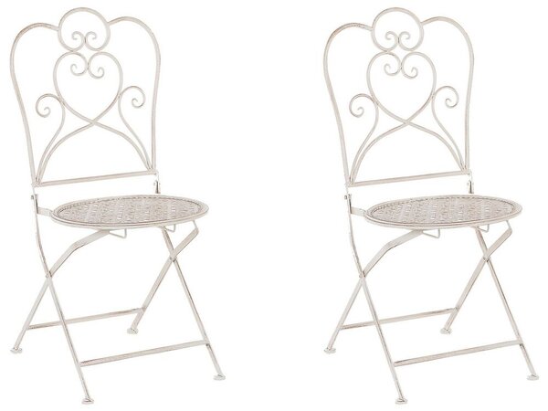 Set di 2 sedie da bistrò da giardino in ferro beige chic francese Beliani