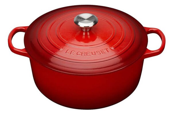 Cocotte in cast red enamel cast iron lt 3,3, internal and external surface resistant to wear, easy to clean, suitable for all sources of heat, cooking always perfect, healthy, diet, natural, nickel free, dishwasher safe, lifetime warranty