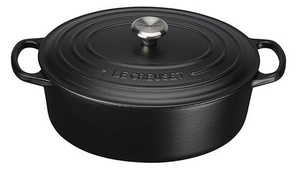 Cocotte cast iron enamel black matt lt 4,1, internal and external surface resistant to wear, easy to clean, suitable for all sources of heat, cooking always perfect, healthy, diet, natural, nickel free, dishwasher safe, lifetime warranty