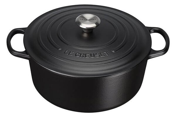 Cocotte in cast iron enamel black matt lt 3,3, internal and external surface resistant to wear, easy to clean, suitable for all sources of heat, cooking always perfect, healthy, diet, natural, nickel free, dishwasher safe, lifetime warranty
