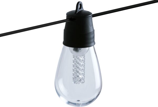 Catena solare dimmerabile a LED 25xLED/1,5W/3,7/5V 2200 mAh 15 m IP65 nera + telecomando