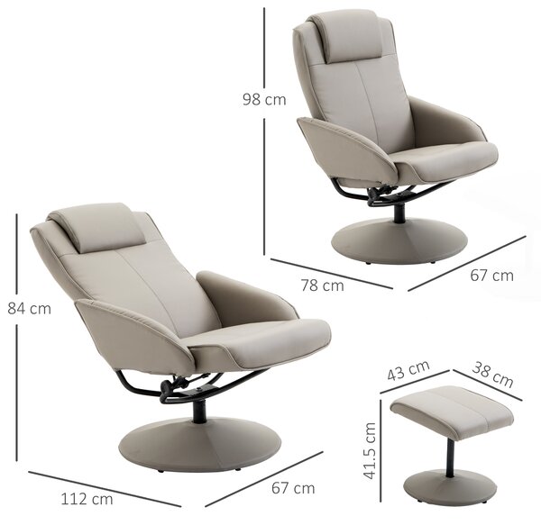 HomCom Poltrona Relax Offerte poltrone sofa Reclinabile con Poggiapiedi e Sgabello in Ecopelle Grigio|Aosom