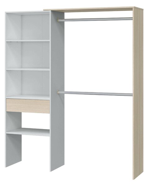 Guardaroba grande classico bianco e rovere 158x187h cm - Amico