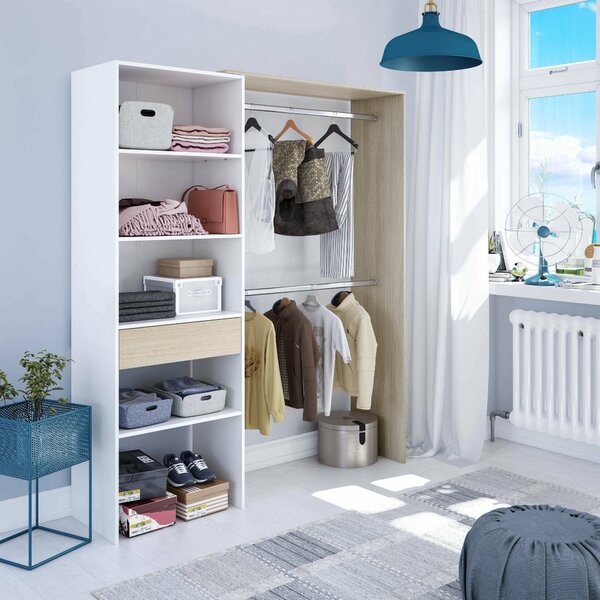 Guardaroba grande classico bianco e rovere 158x187h cm - Amico