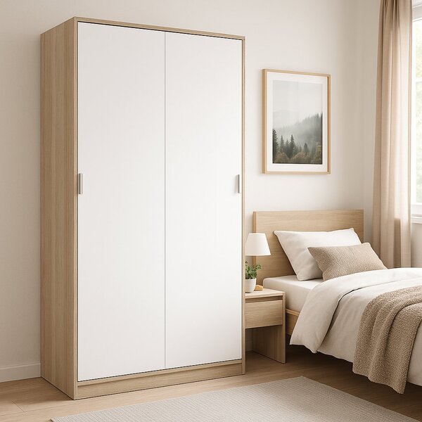 Guardaroba moderno rovere e bianco 120x200h cm - Adrenalin