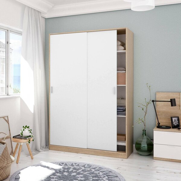 Guardaroba moderno rovere e bianco 120x200h cm - Adrenalin