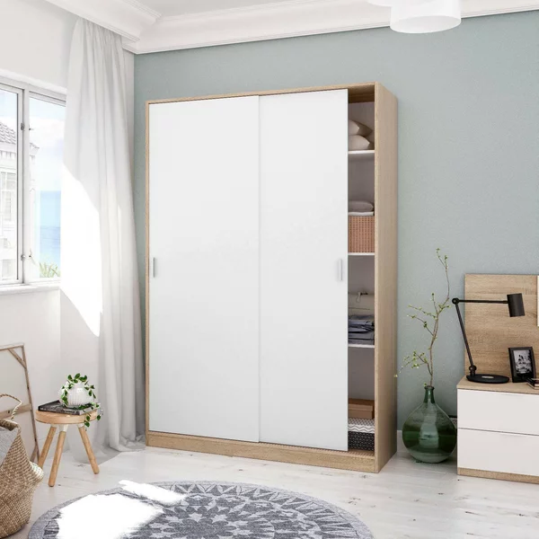 Guardaroba moderno rovere e bianco 120x200h cm - Adrenalin