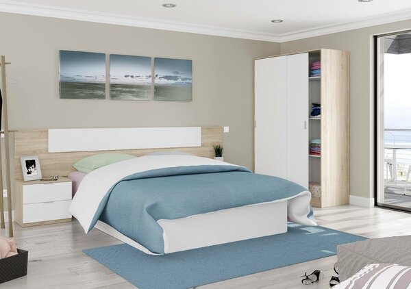 Guardaroba moderno rovere e bianco 120x200h cm - Adrenalin