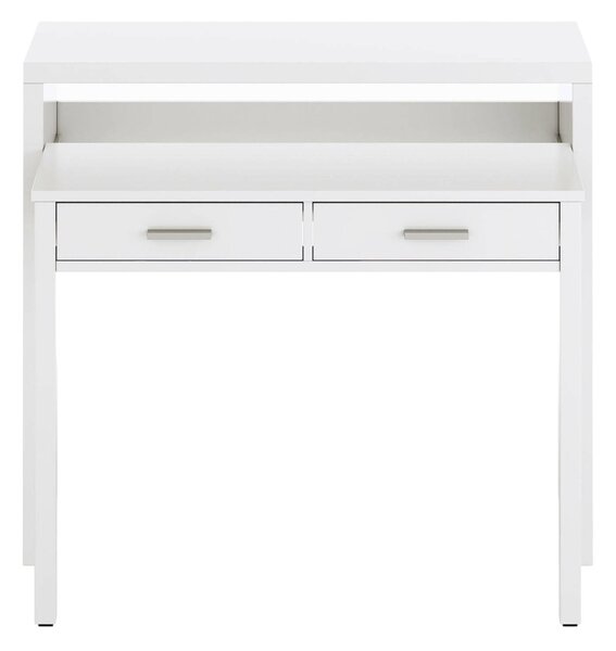 Scrivania estensibile bianca 98x36cm con 2 cassetti - Andriy
