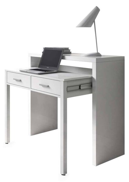 Scrivania estensibile bianca 98x36cm con 2 cassetti - Andriy