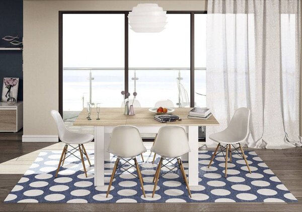Tavolo allungabile moderno 6-8 posti 140/190x90cm rovere e bianco - Abudula