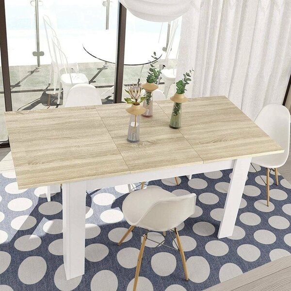 Tavolo allungabile moderno 6-8 posti 140/190x90cm rovere e bianco - Abudula