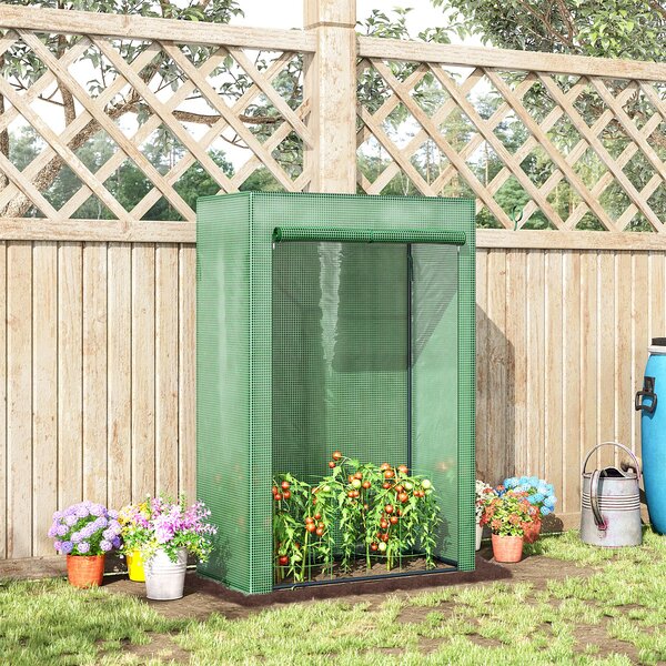Outsunny Serra da giardino, serra da balcone, telo rinforzato in PE, telaio in acciaio, porta avvolgibile con cerniera, 100 x 50 x 150 cm verde | Aosom Italy