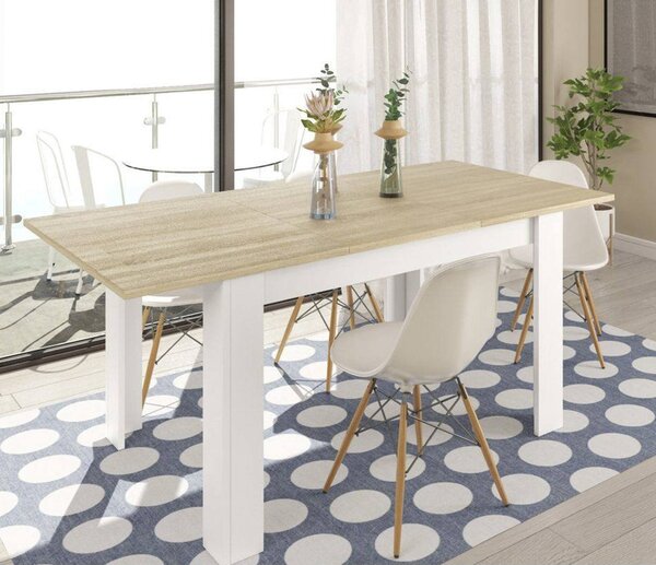 Tavolo allungabile moderno 6-8 posti 140/190x90cm rovere e bianco - Abudula