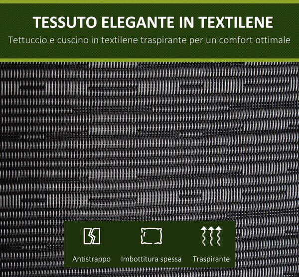 Outsunny Dondolo da Esterno 3 Posti con Seduta Imbottita e Tettuccio Regolabile Anti-Raggi UV, Dondolo Giardino in Acciaio, Nero | Aosom Italy