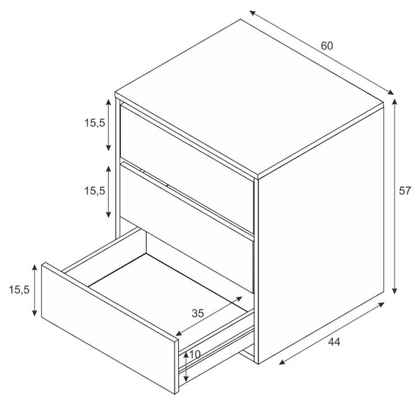 Cassettiera moderna bianca 60x57h cm - Antar