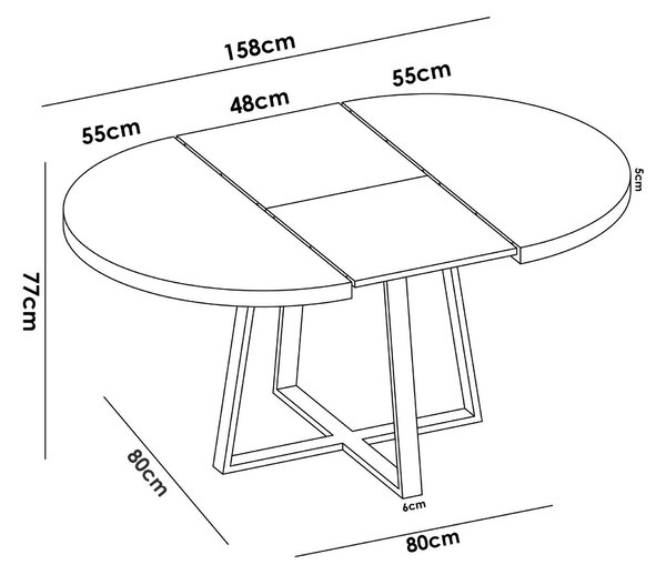 Tavolo allungabile rotondo salvaspazio 6-8 posti 110/158x110cm legno - Andia