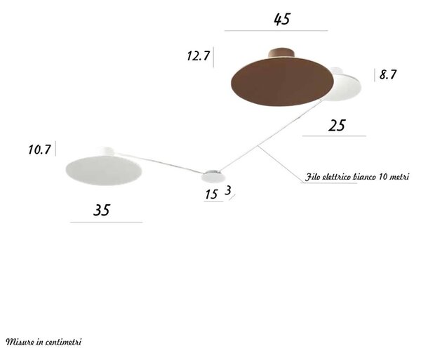 Composizione soffitto perenz nebula 8438 8440 8442 b mm led cct dimmerabile bianco marrone - Perenz