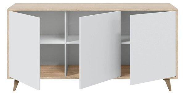 Credenza soggiorno rovere e bianca 154x41x75h cm 3 ante - Acrolorum