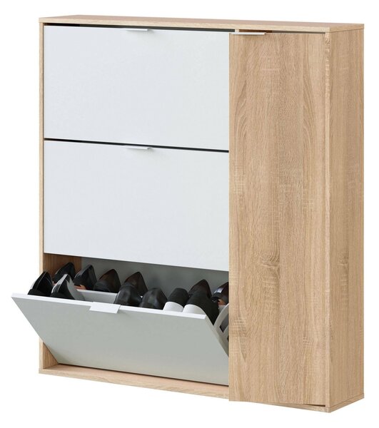 Scarpiera moderna 4 ante rovere e bianca 106x115h cm - Ammour