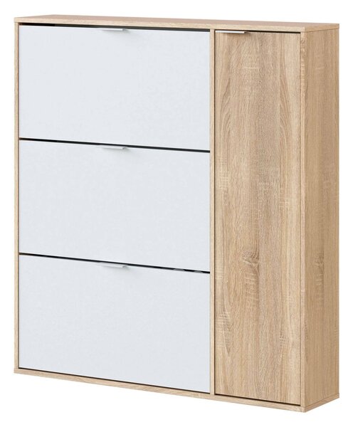 Scarpiera moderna 4 ante rovere e bianca 106x115h cm - Ammour