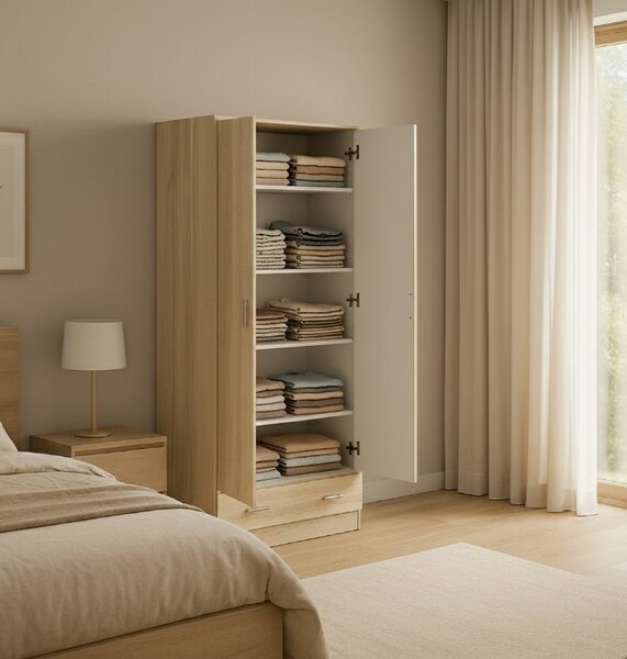 Armadio quercia con cassetto 79x170h cm - Amylya