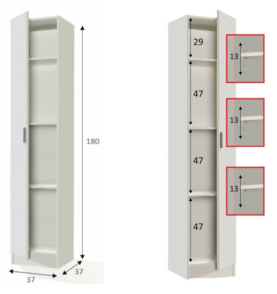 Armadio bianco bagno 37x180h cm - Alexander