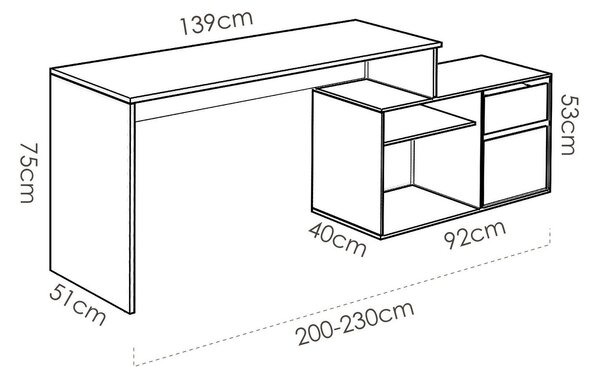 Scrivania ufficio bianca 139x92cm con 1 cassetto - Andor