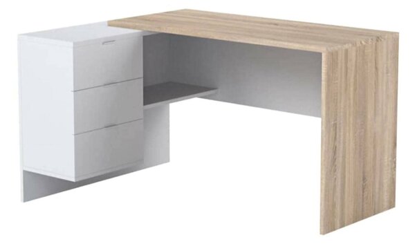 Scrivania moderna rovere e bianca 145x108cm con 2 cassetti - Agnello