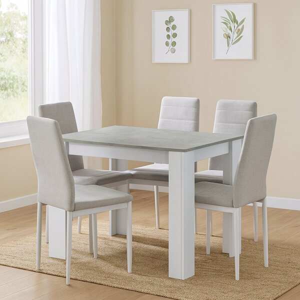 Tavolo allungabile minimal 6-8 posti 140/190x90cm cemento e bianco - Abudula