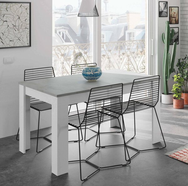 Tavolo allungabile minimal 6-8 posti 140/190x90cm cemento e bianco - Abudula