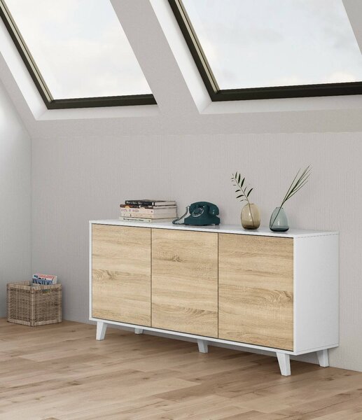 Credenza bianca 154x41x75h cm 3 ante - Acrolorum