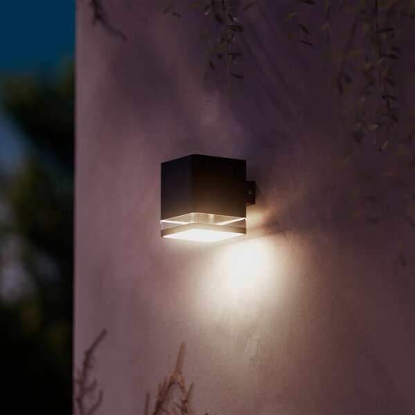 Philips Applique da esterno a LED Virona, nero, IP44 Virona, Nero, Plastica, Moderno, Lampada solare da esterni