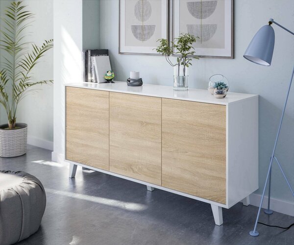 Credenza bianca 154x41x75h cm 3 ante - Acrolorum