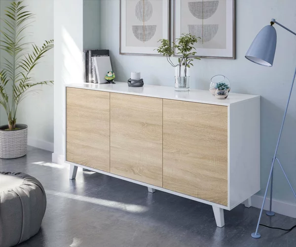 Credenza bianca 154x41x75h cm 3 ante - Acrolorum