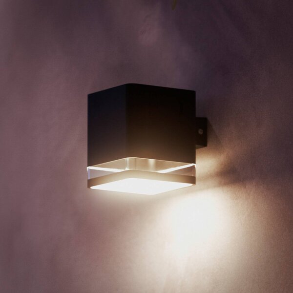 Philips Applique da esterno a LED Virona, nero, IP44 Virona, Nero, Plastica, Moderno, Lampada solare da esterni