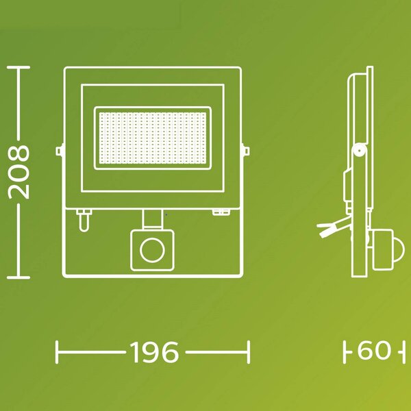 Philips Faretto da esterno a LED Lois UE Sensor, 24 W, 5.000 K IP65 flood, Nero, Alluminio, Lampada LED da esterni
